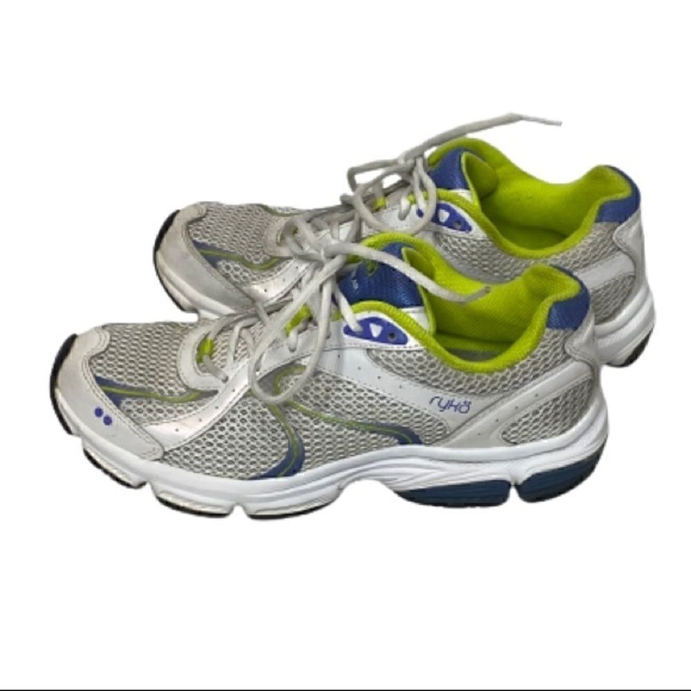 Ryka Skylar white/ yellow/ blue ortholite running shoes size 7